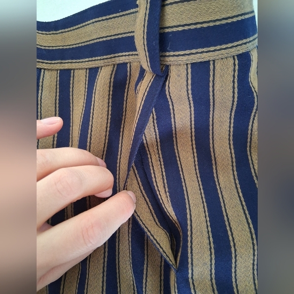 Vintage Le Truc/ Striped Blue and Brown/ Button-Down/ Pencil Skirt/ Size US 16 - Picture 4 of 11